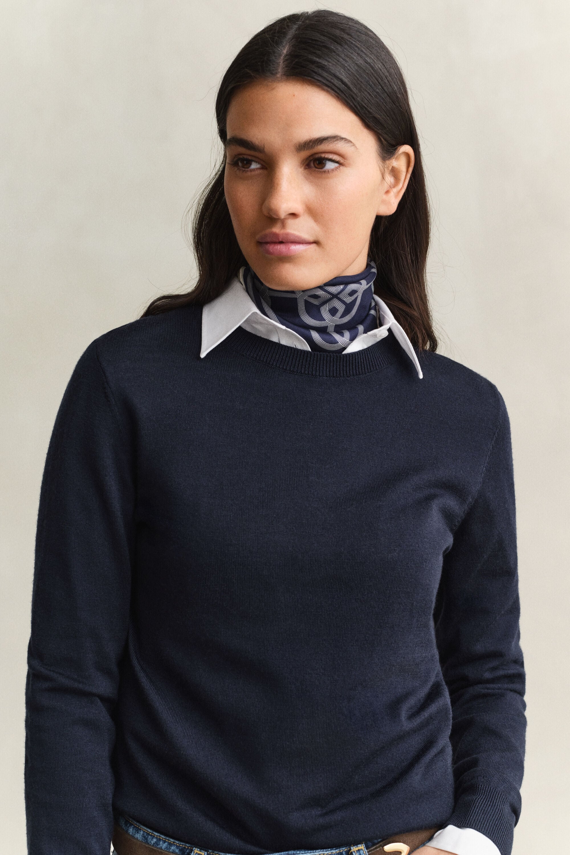 Jersey de lana merino extrafina con cuello redondo
