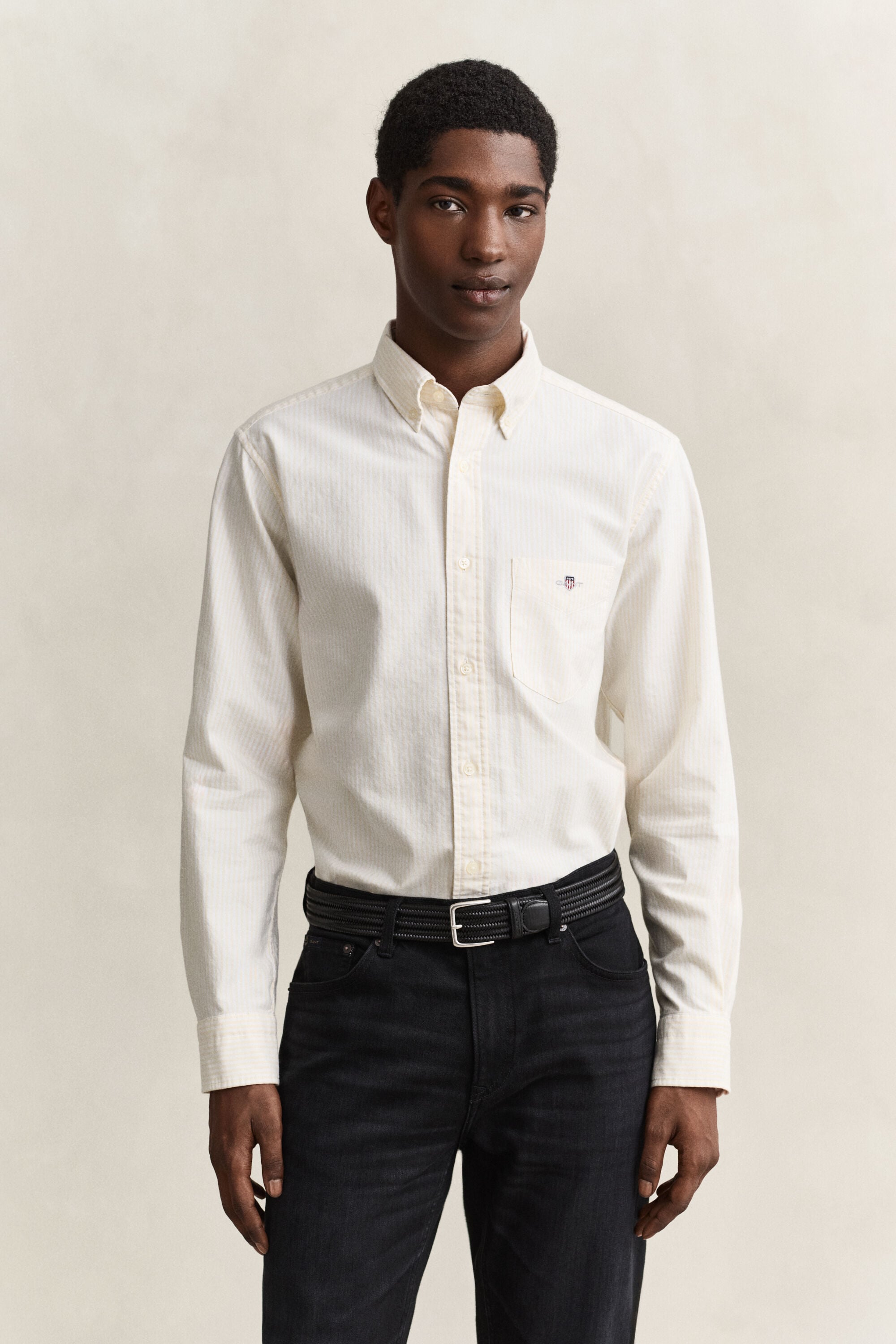 Camisa Oxford clásica de rayas finas