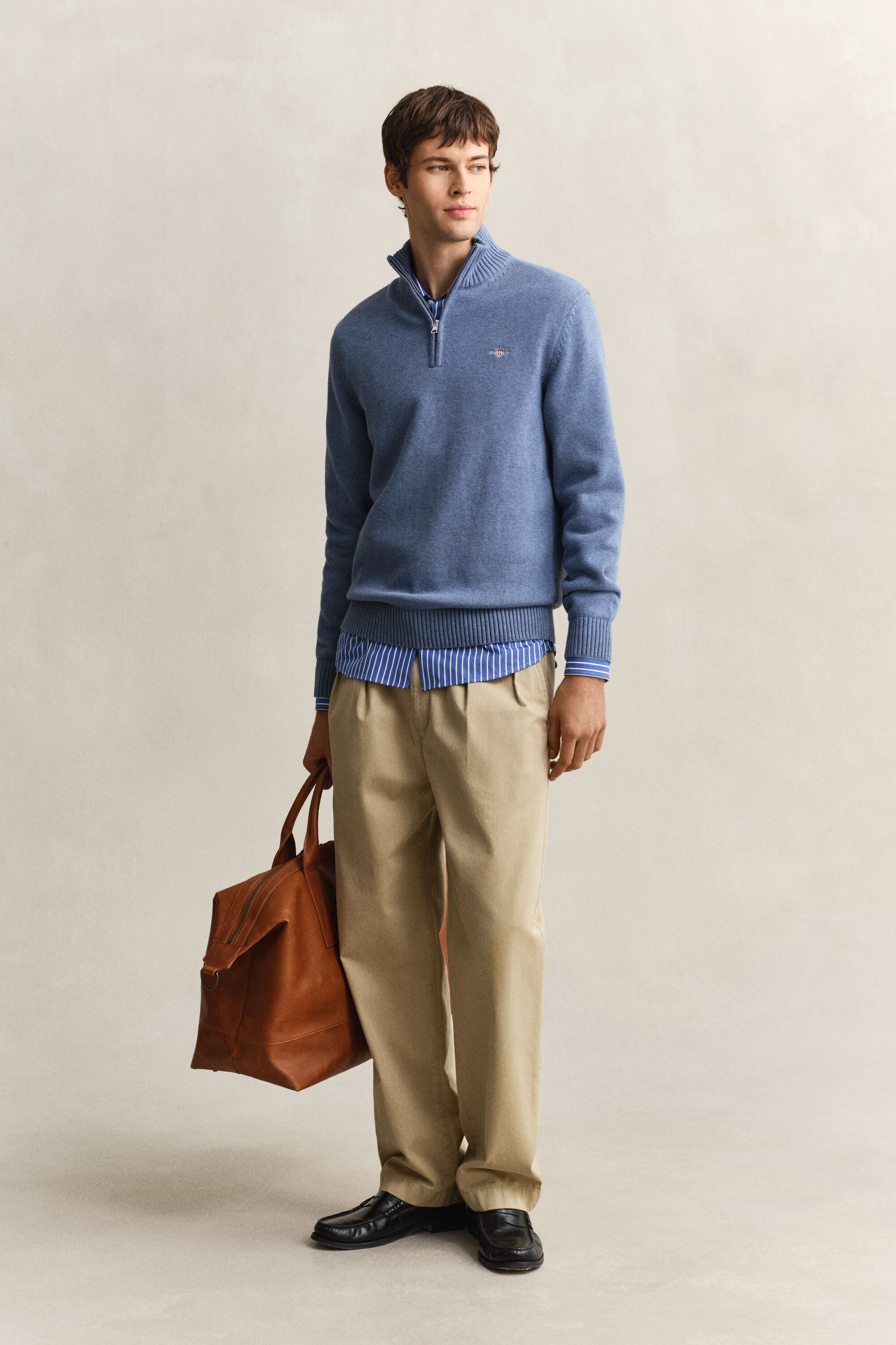 Jersey de algodón con media cremallera Casual