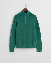 Jersey acanalado con dise&ntilde;o desgastado y media cremallera