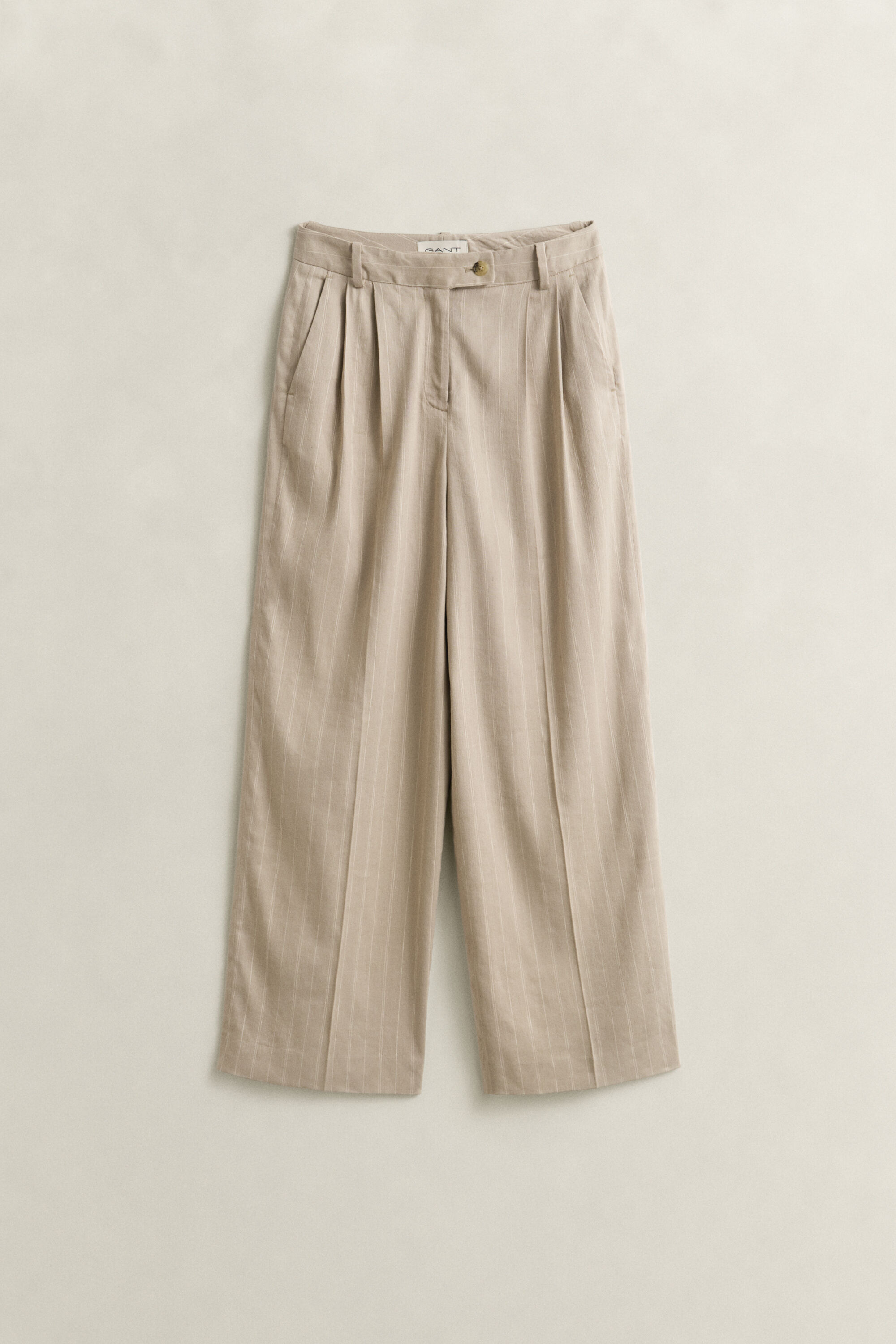 Pantalones de mezcla de lino de raya diplomática