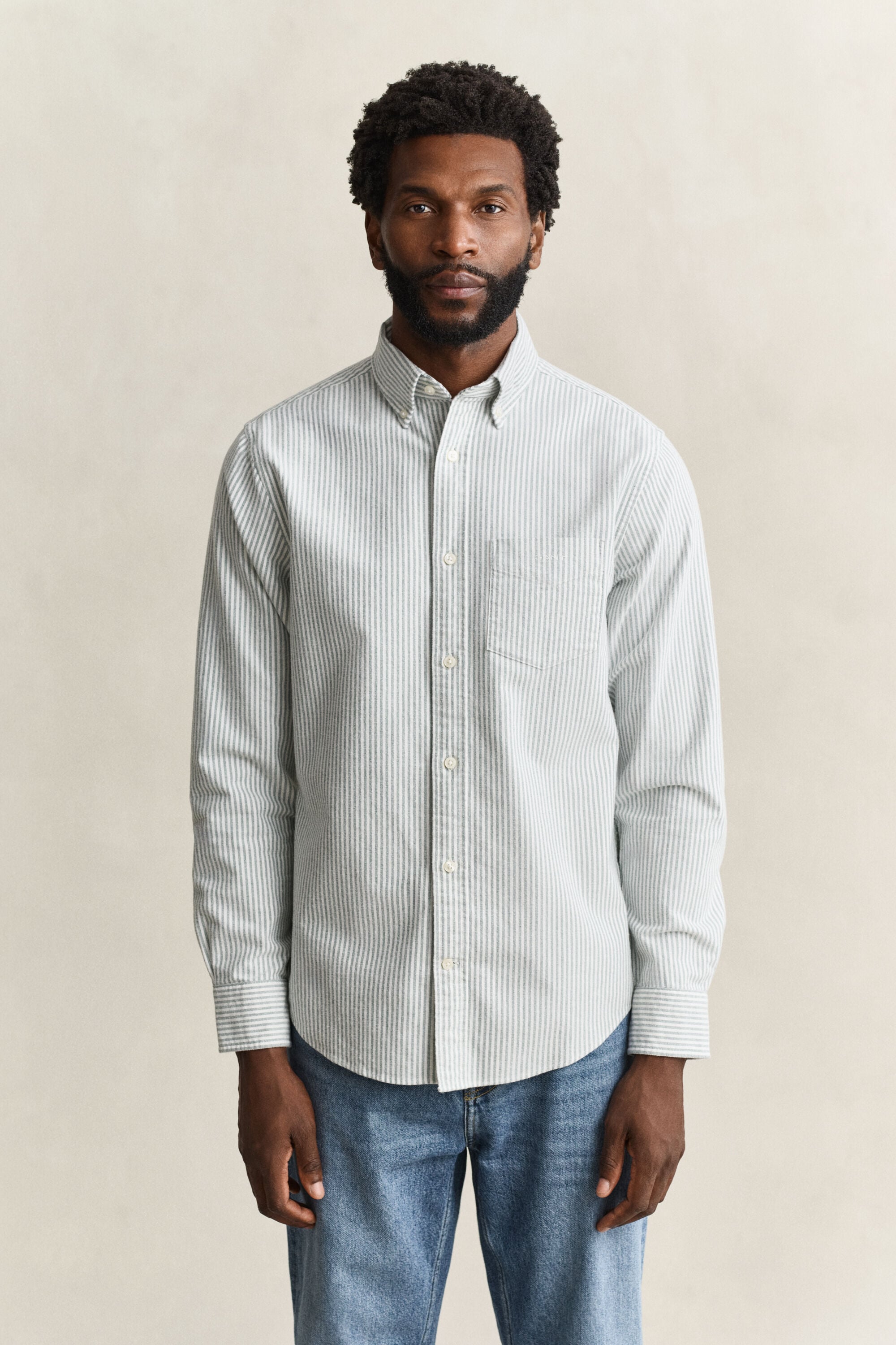 Camisa Oxford perchada de rayas