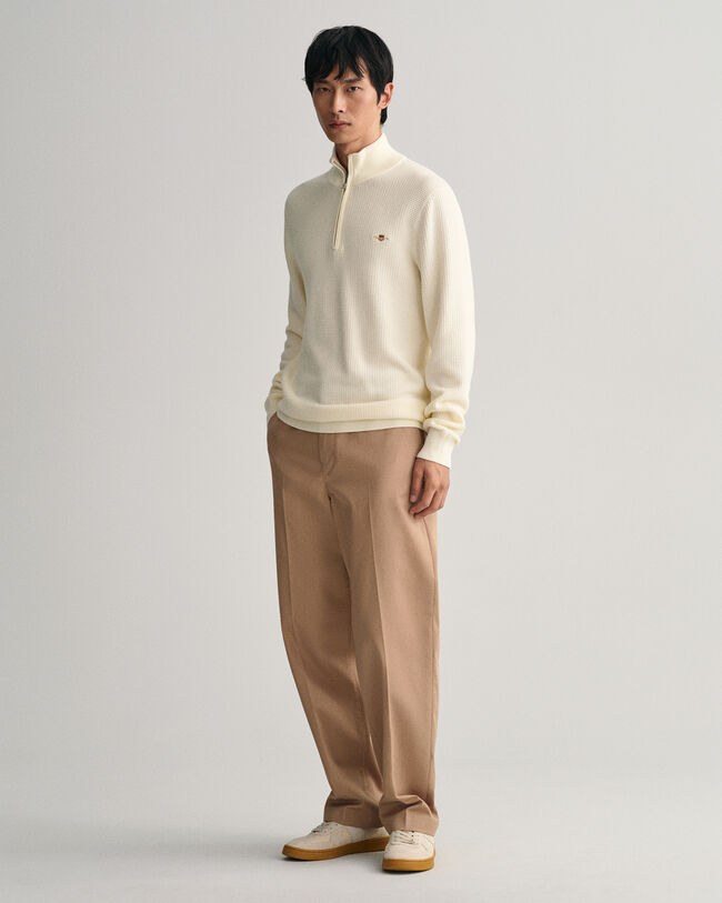 Jersey de algod&oacute;n con media cremallera Textured