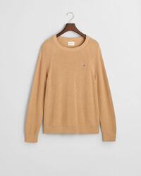 Jersey acanalado de lana y algod&oacute;n con cuello redondo