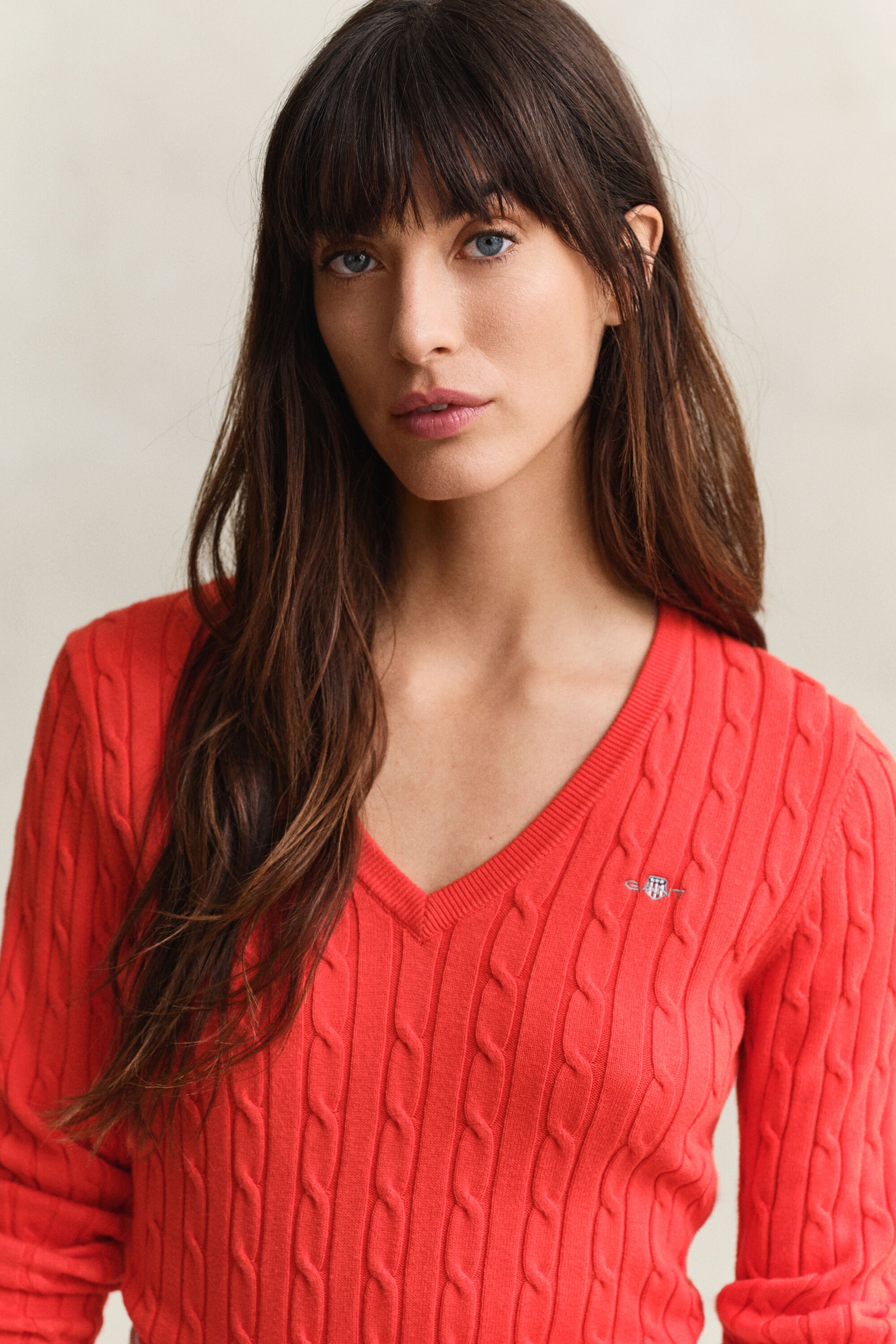 Jersey de cuello de pico en punto de ochos