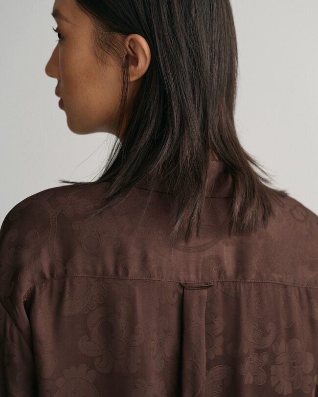 Camisa Relaxed Fit en jacquard con dise&ntilde;o de encaje