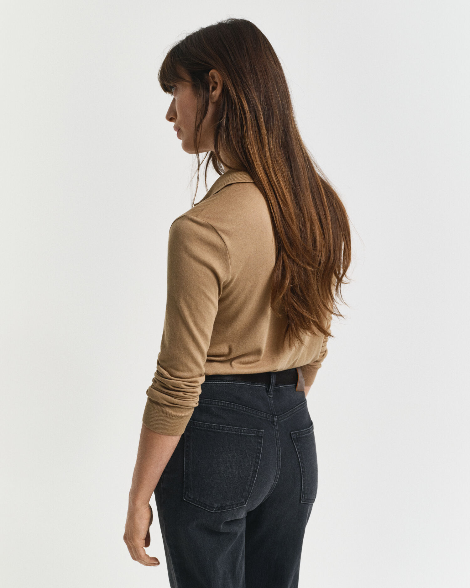 Polo de manga larga abotonado y sin costuras