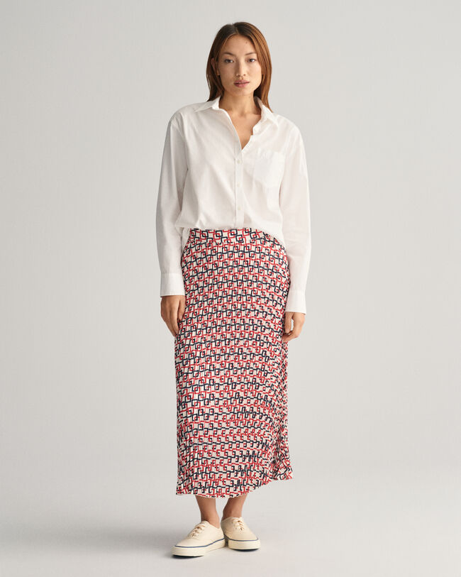 Falda plisada con estampado geom&eacute;trico