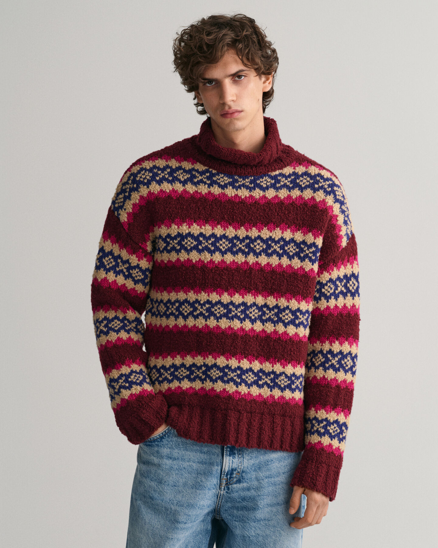 Jersey de cuello alzado Funnel Fair Isle
