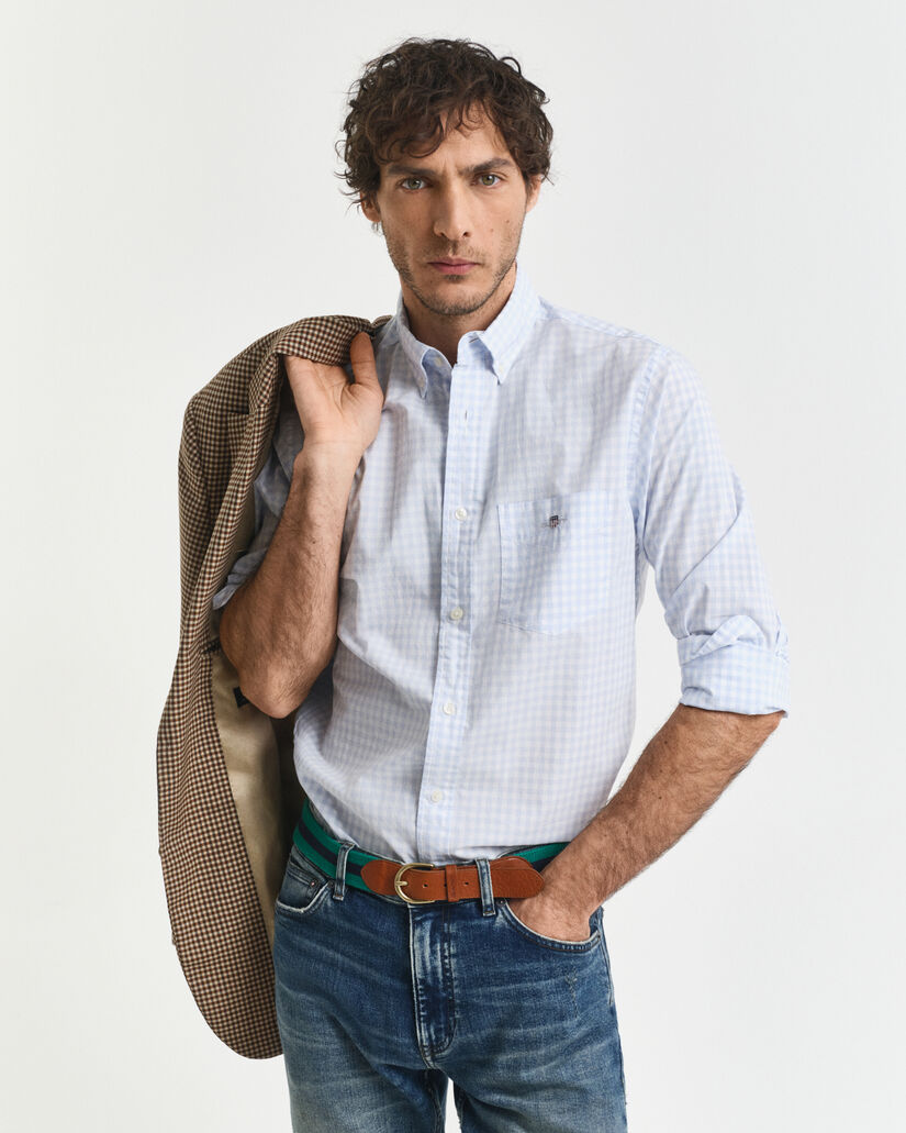 Camisa Regular Fit clásica de popelina a cuadros Vichy