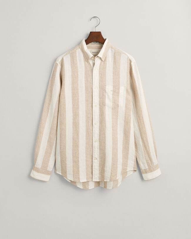 Camisa Regular Fit de lino a rayas atrevidas