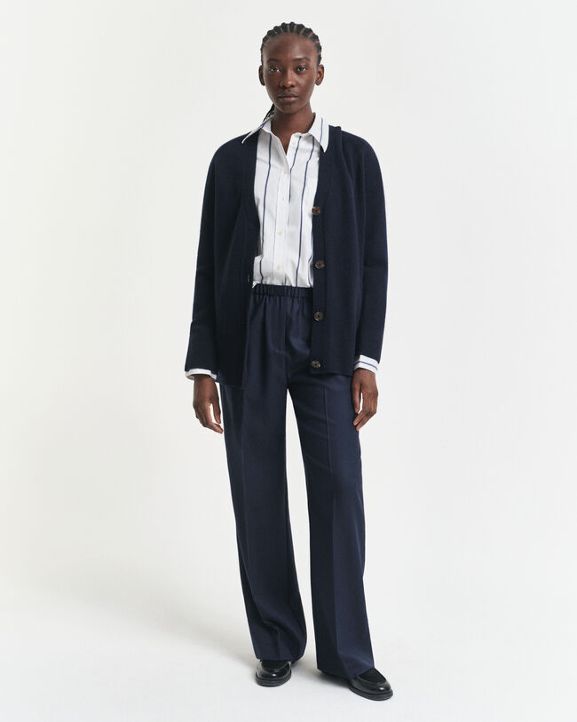 Pantalones en mezcla de lana con cintura elástica