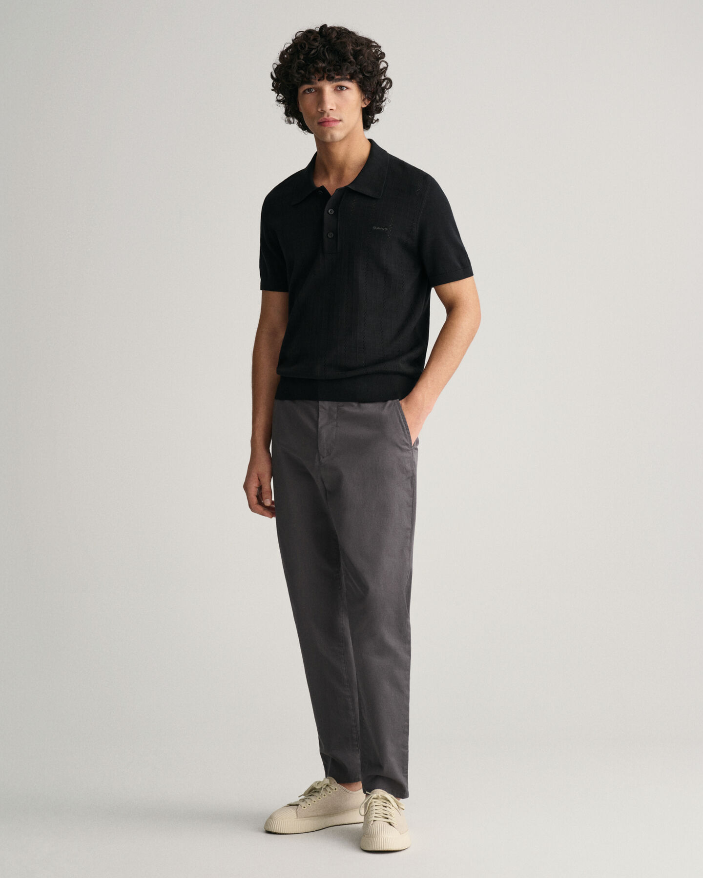 Jersey tipo polo Pointelle Textured