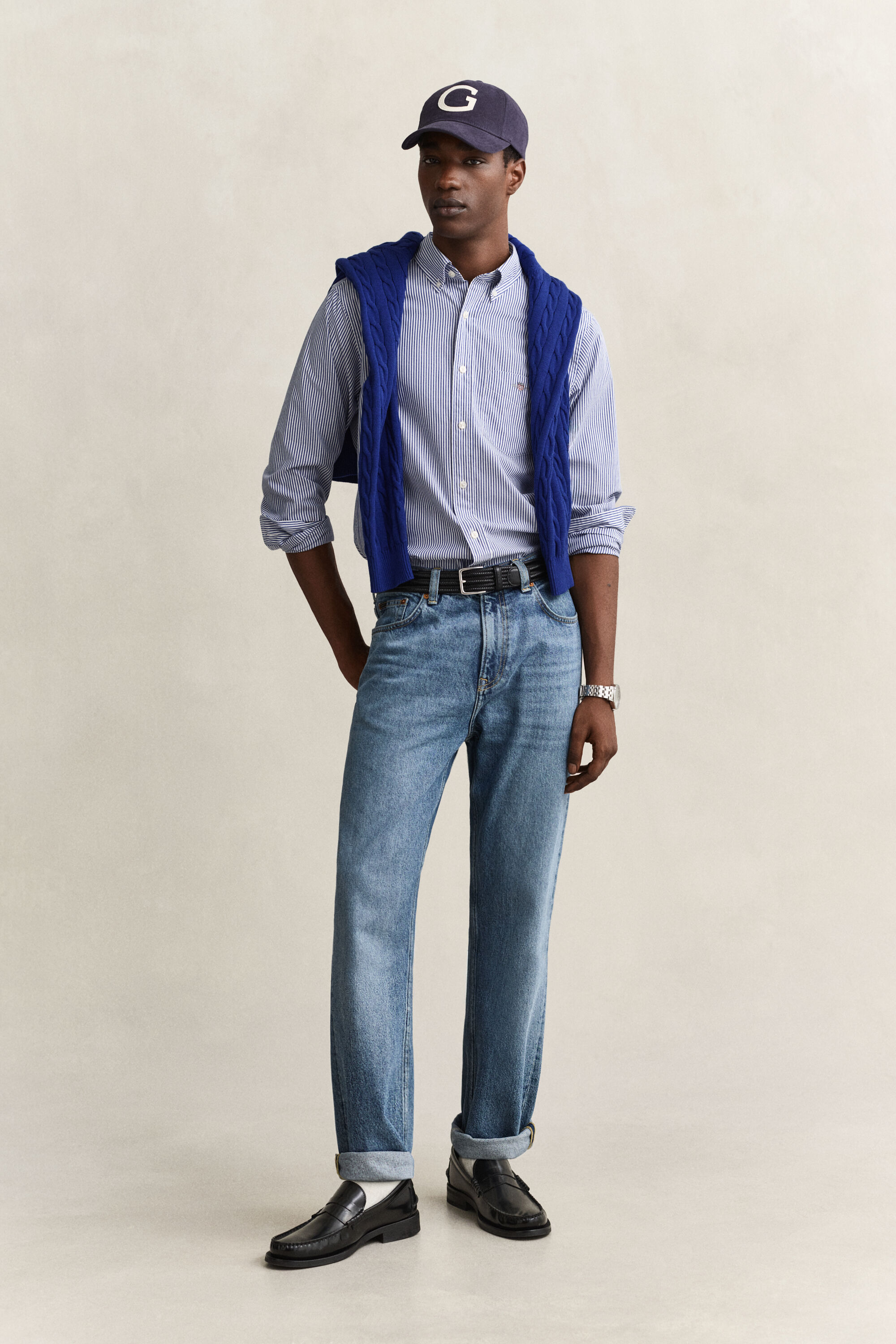 Camisa de popelina Regular Fit clásica de rayas