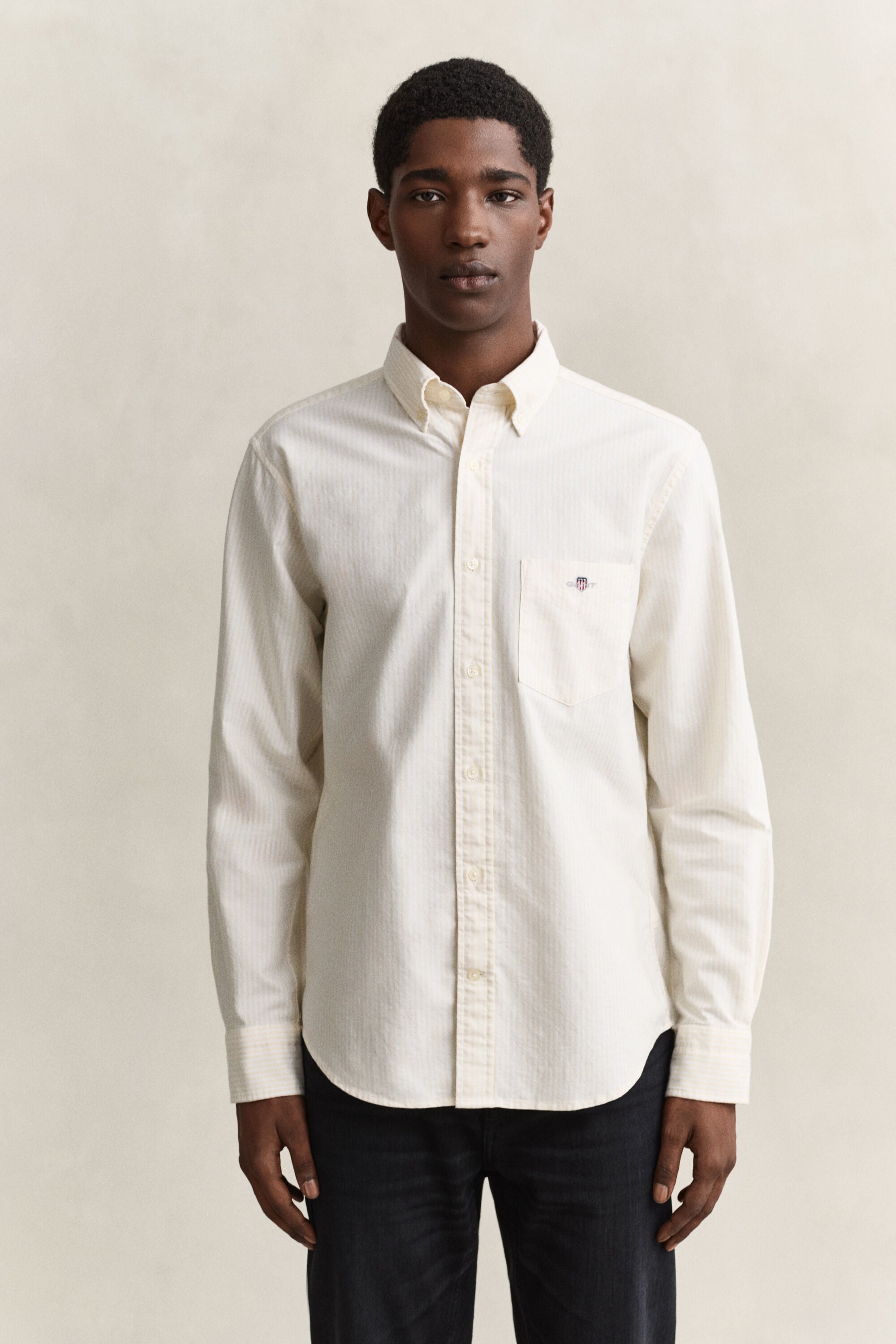 Camisa Oxford clásica de rayas finas