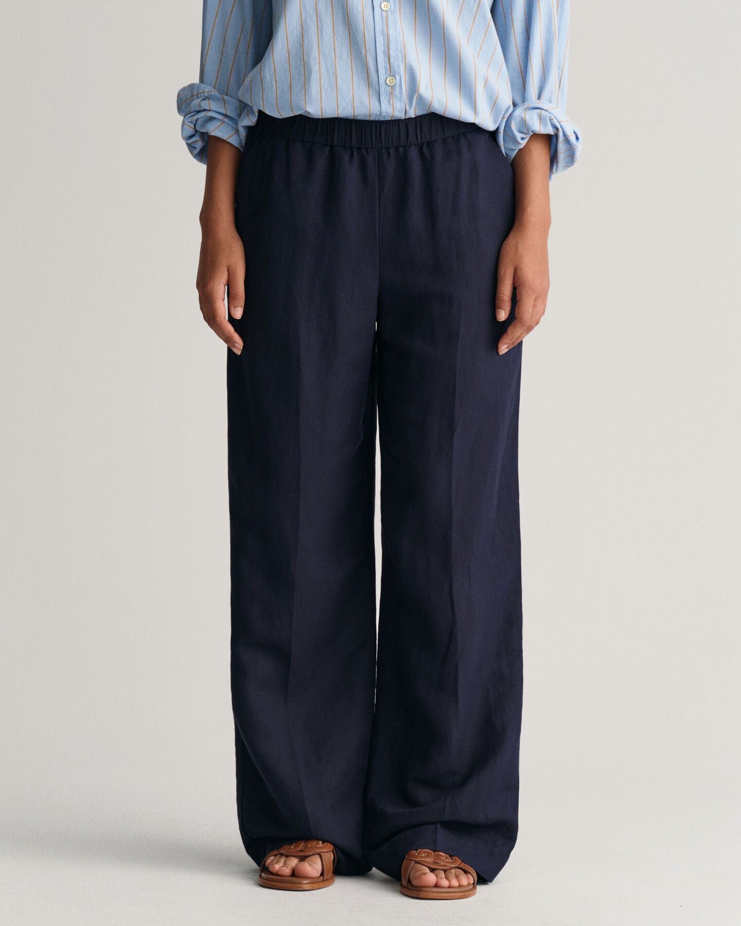 Pantalones Relaxed Fit en mezcla de lino Pull-On