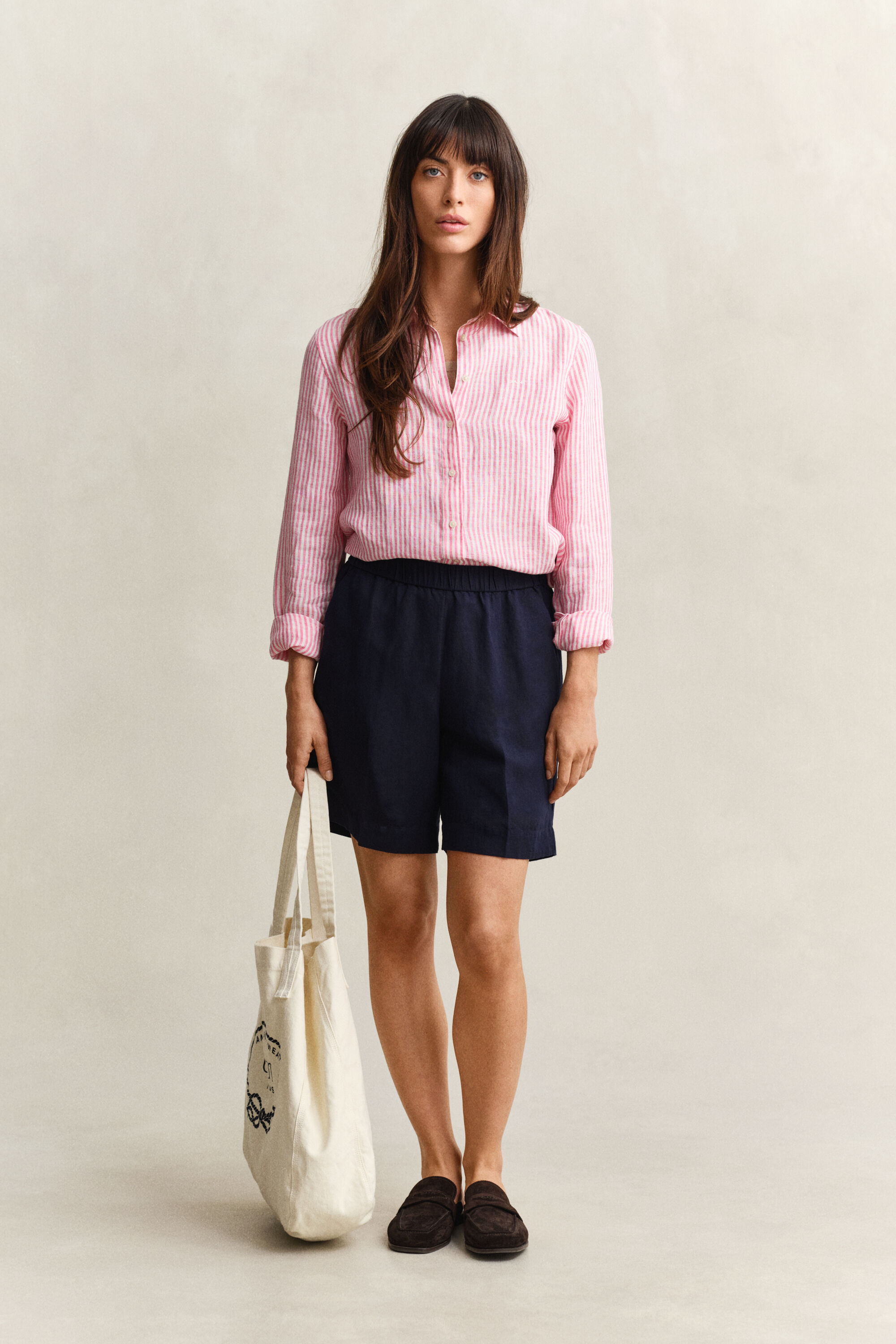 Camisa Regular Fit de lino a rayas