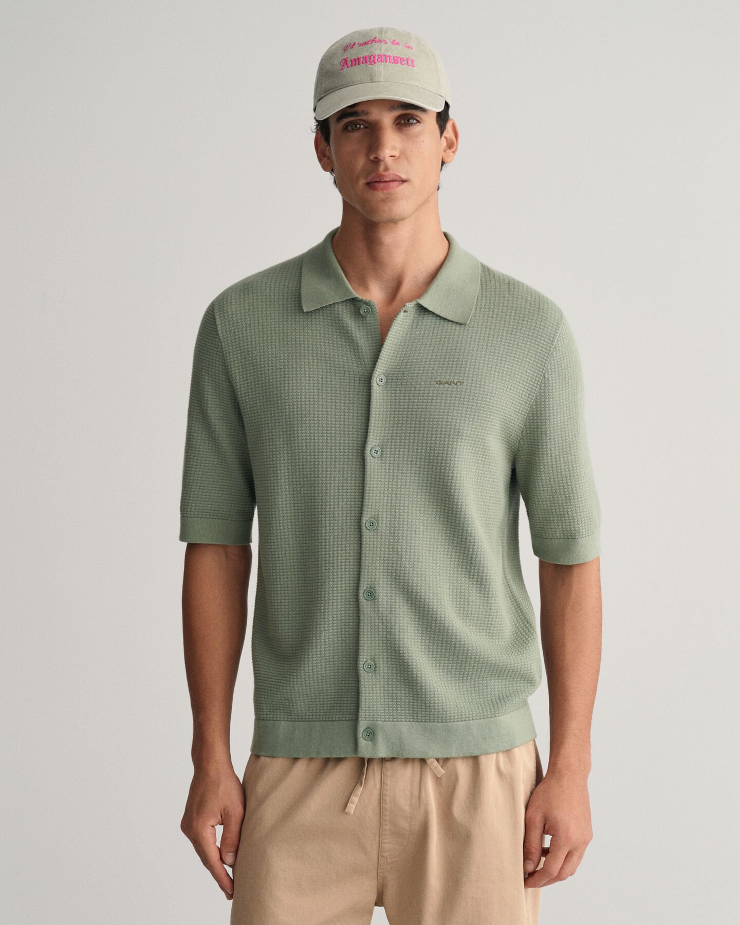 Camisa de manga corta de punto con textura