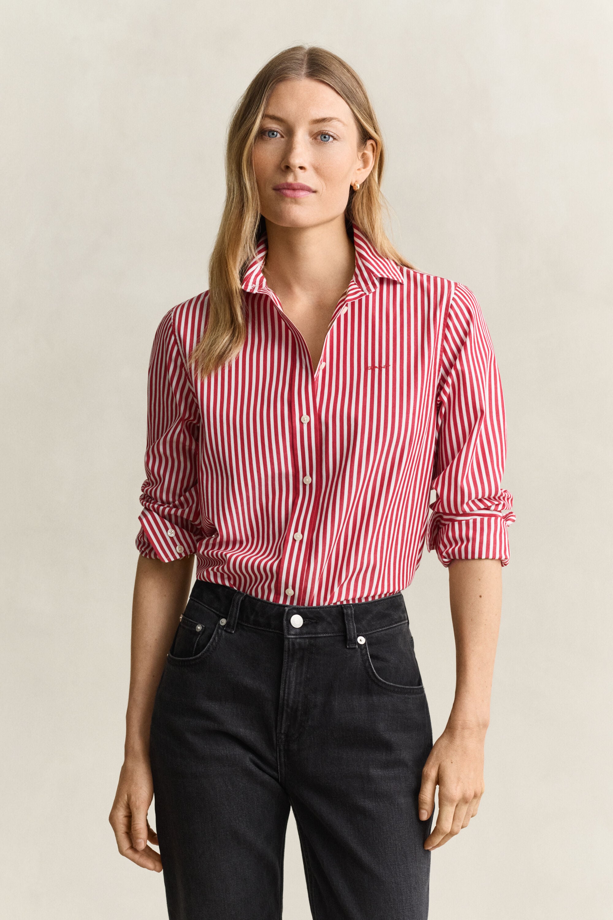 Camisa de popelina Regular Fit clásica de rayas