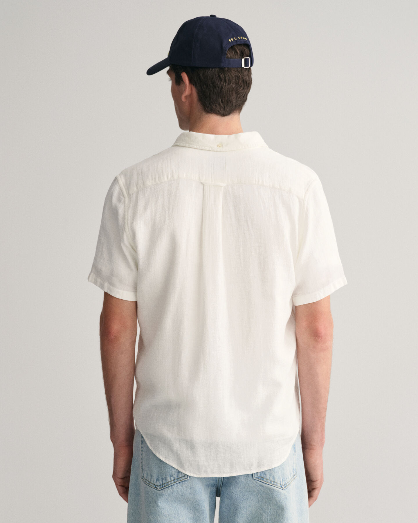 Camisa Regular Fit de manga corta de algod&oacute;n y lino con textura