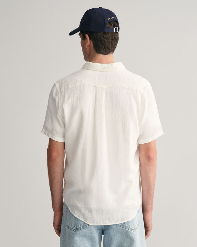 Camisa Regular Fit de manga corta de algod&oacute;n y lino con textura