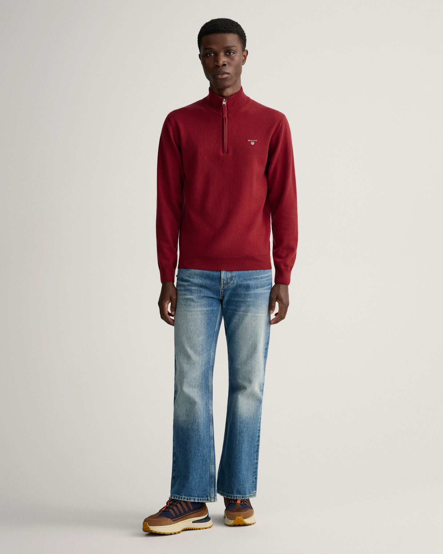 Jersey de lana de oveja muy fina con media cremallera