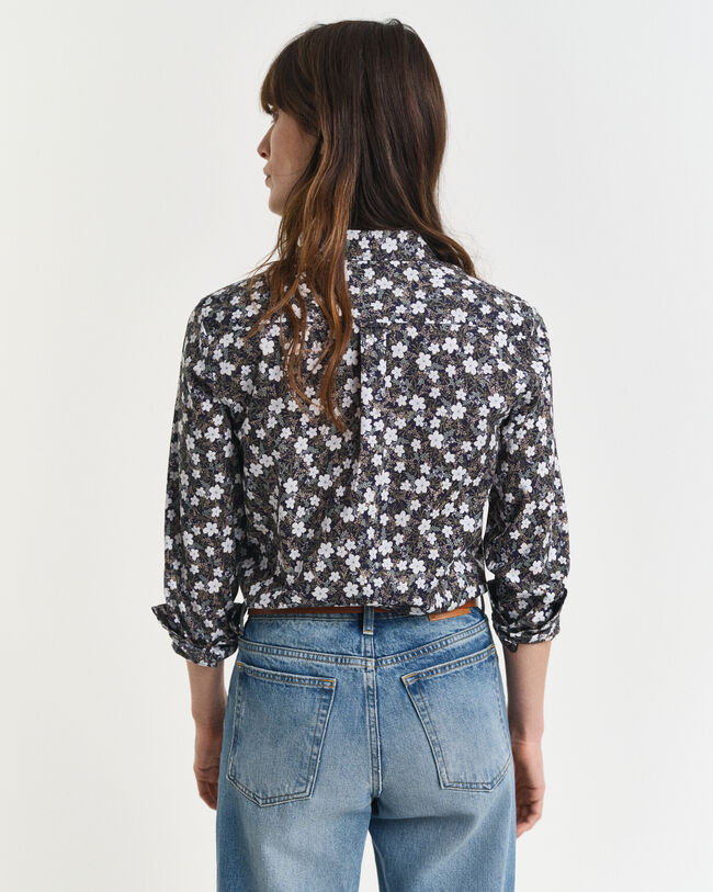 Camisa Regular Fit en gasa de algodón con estampado floral