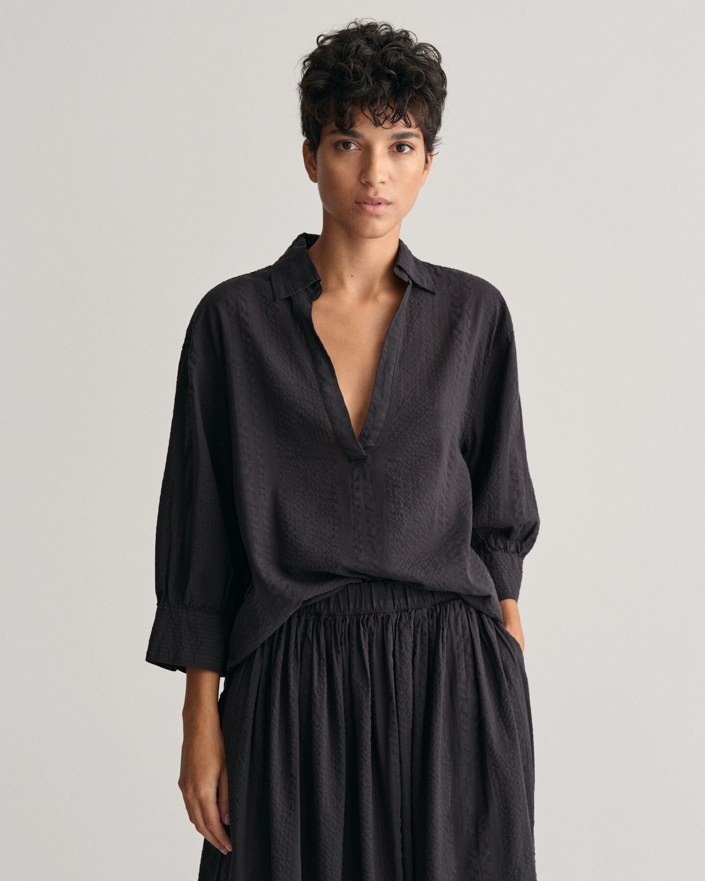 Camisa Relaxed Fit a rayas Seersucker Popover