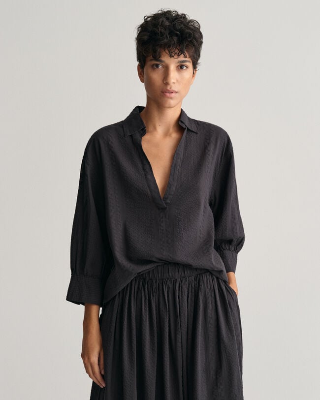 Camisa Relaxed Fit a rayas Seersucker Popover