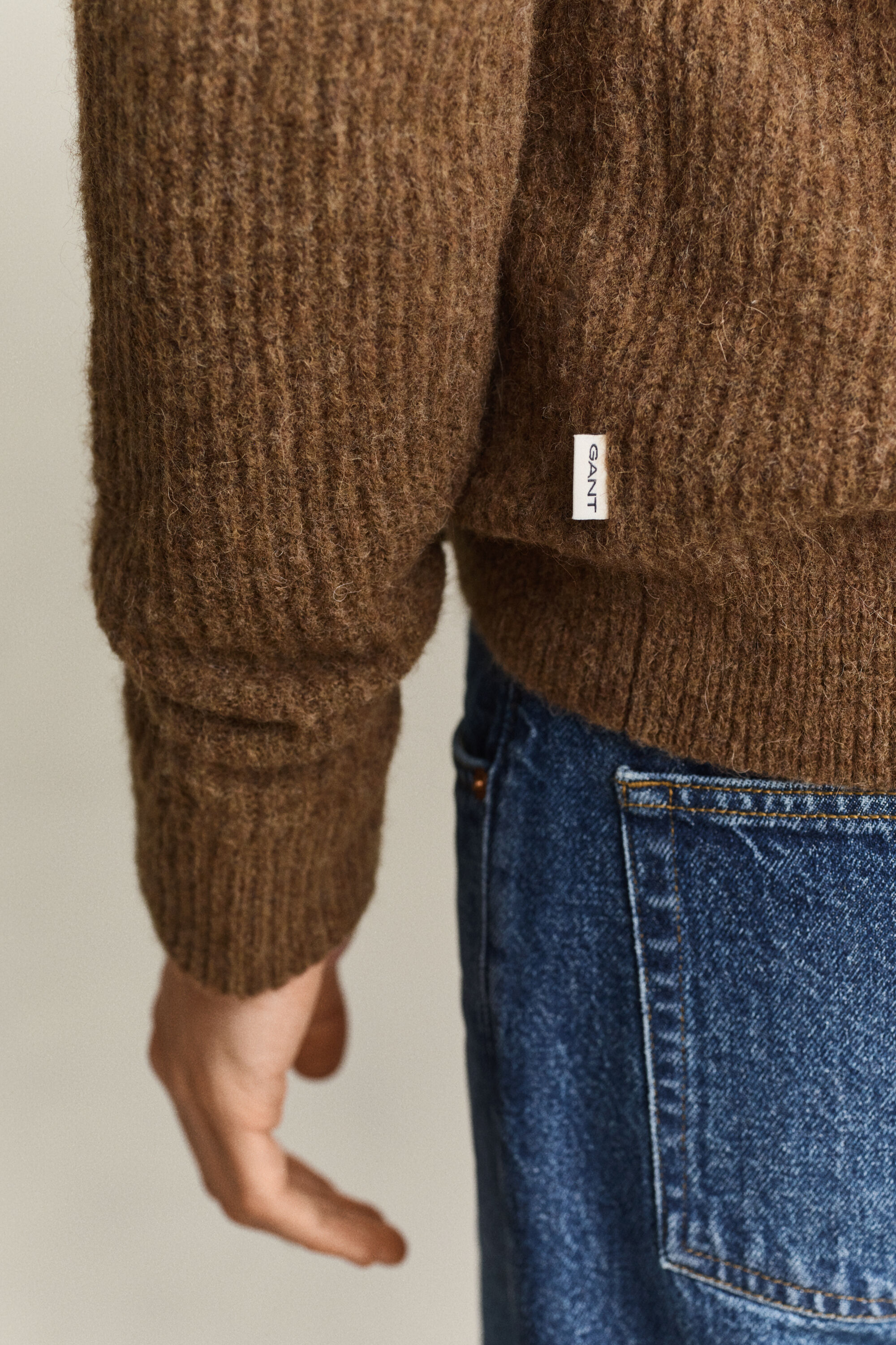Jersey de cuello redondo en mezcla de lana de alpaca