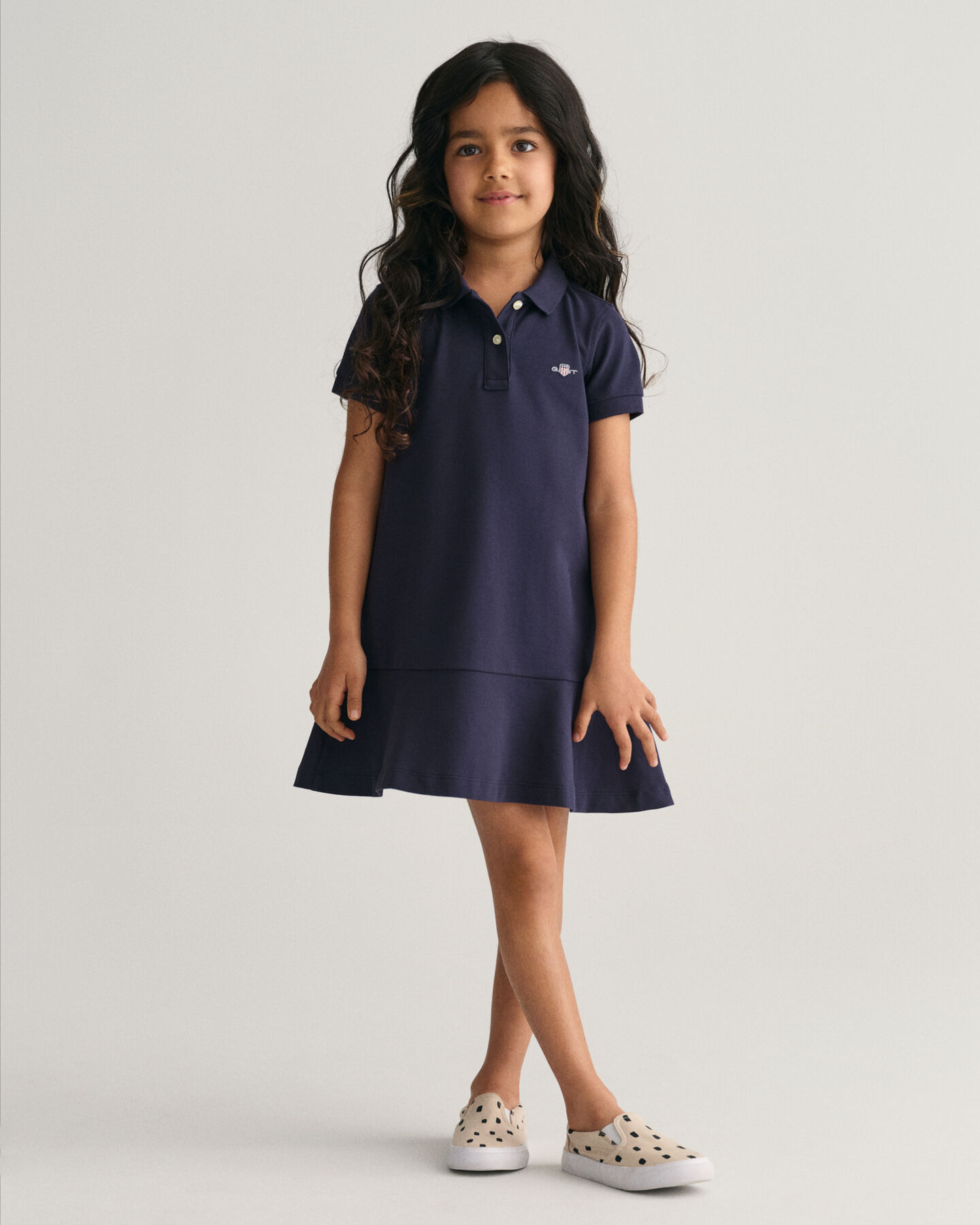 Vestido de piqu&eacute; y manga corta Flounce Girls