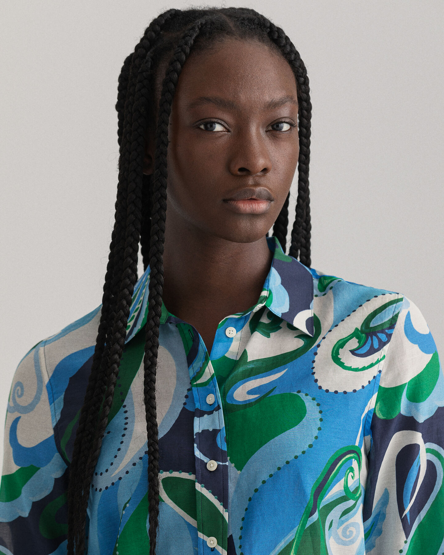 Camisa Regular Fit de seda y algodón con estampado de cachemir