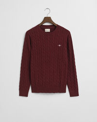 Jersey de cuello redondo y punto de ochos en algodón