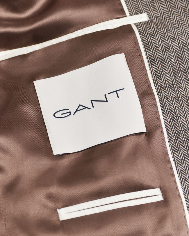 Chaqueta de traje Slim Fit de franela con diseño de espiga