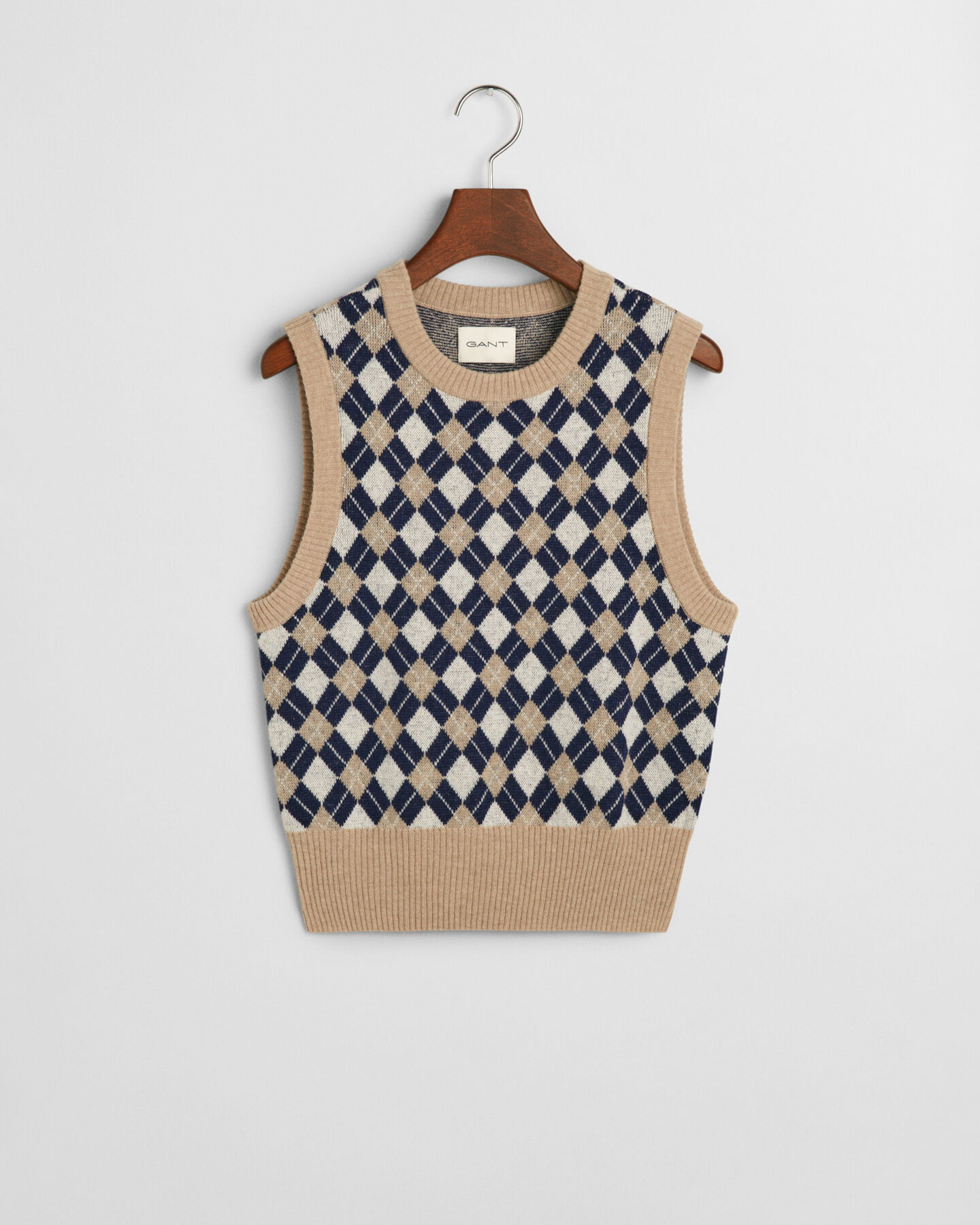 Chaleco de punto con cuello redondo Argyle