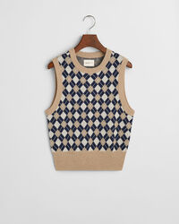Chaleco de punto con cuello redondo Argyle