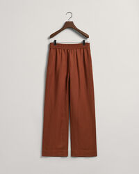 Pantalones de lino y viscosa con cinturilla el&aacute;stica