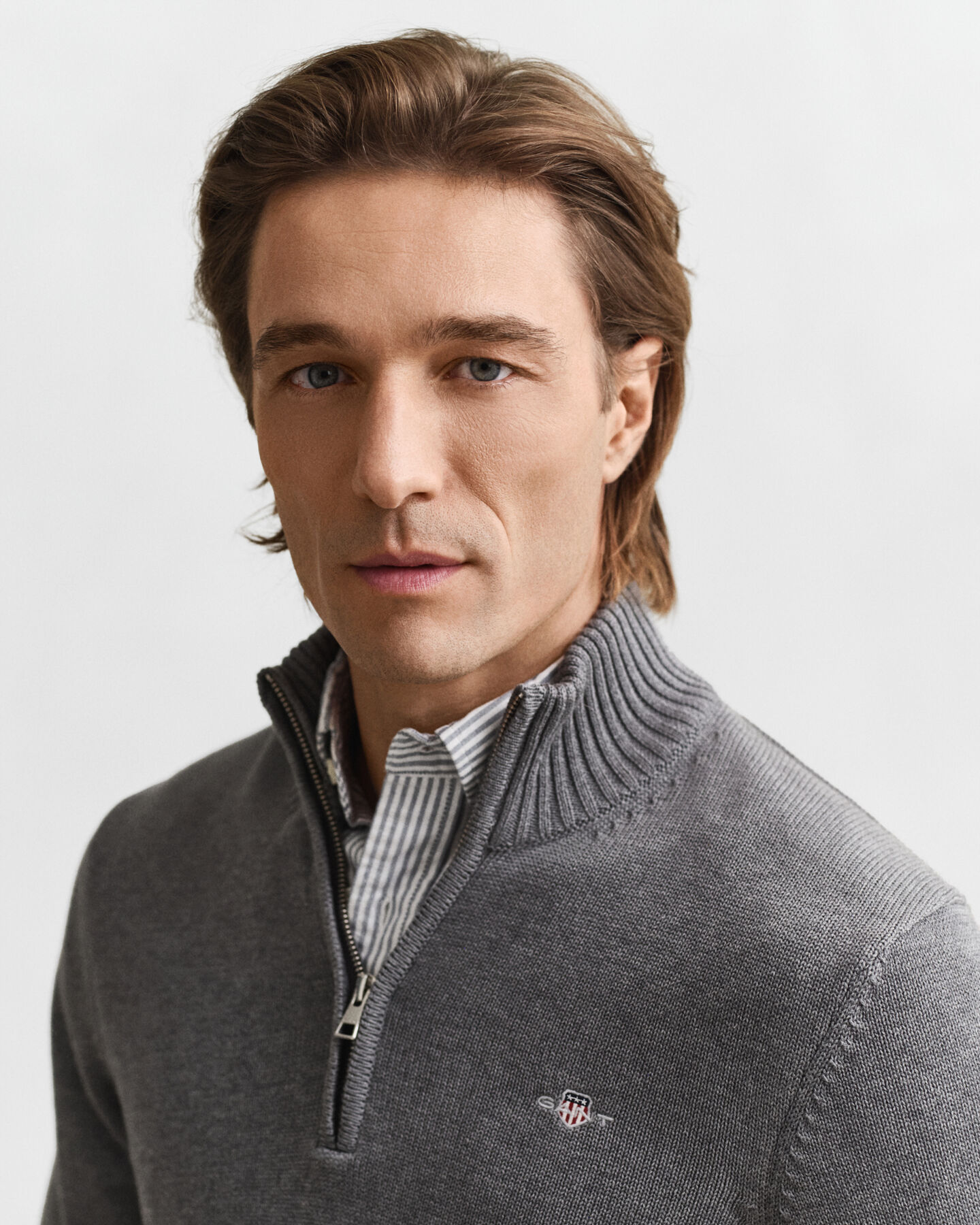 Jersey de algodón con media cremallera Casual