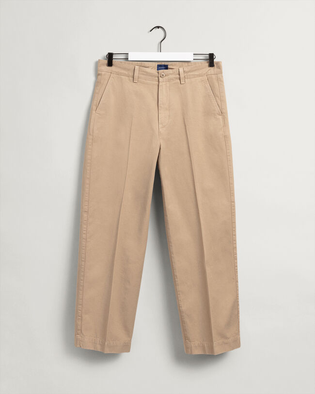 Pantalones chinos de sarga de algodón con pernera ancha