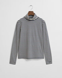 Top ligero de algodón a rayas con cuello de cisne