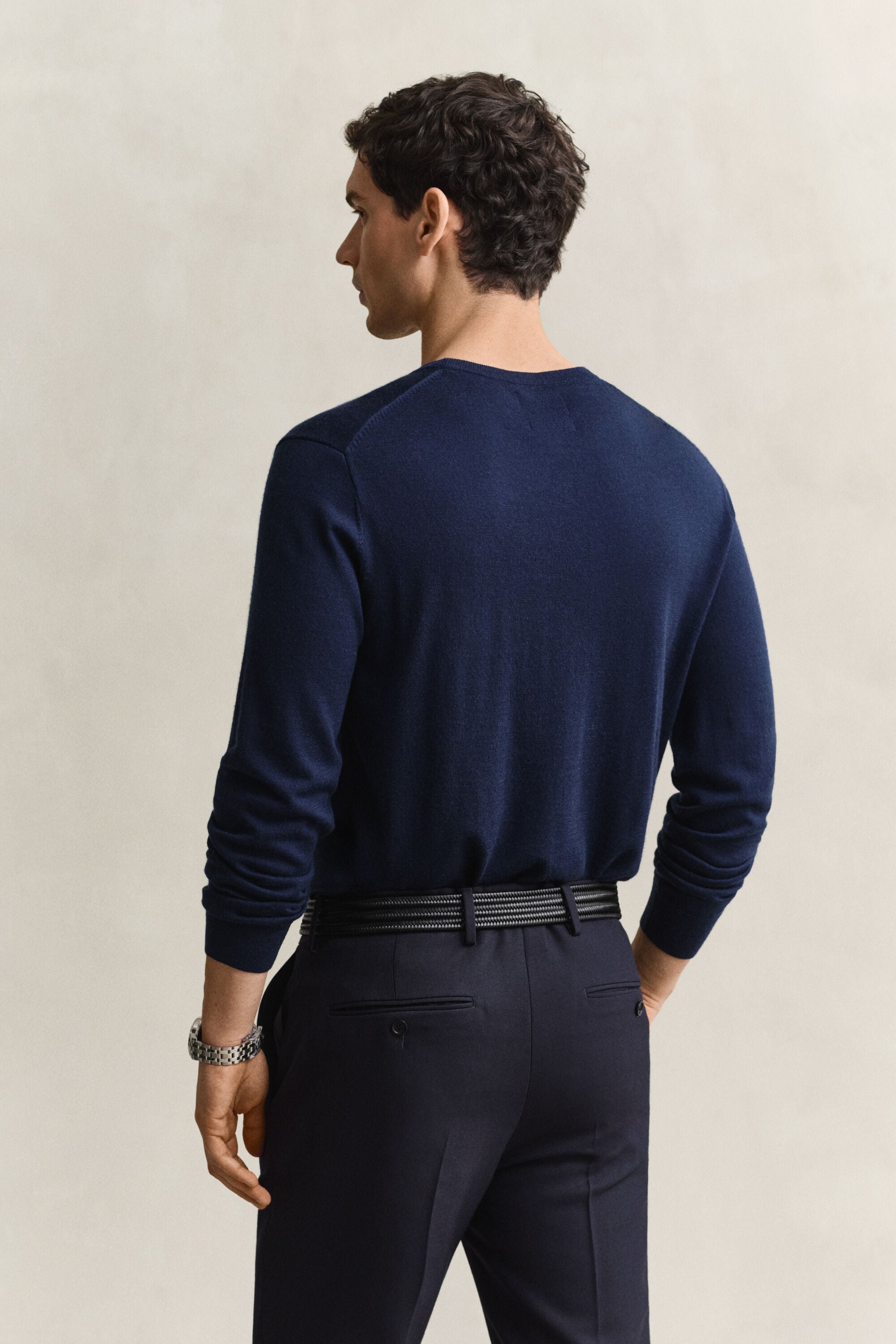 Jersey de lana merino con cuello redondo