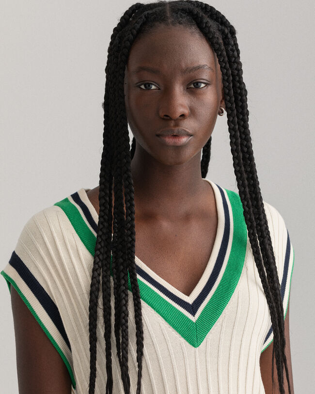 Chaleco de punto acanalado a rayas