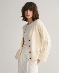 C&aacute;rdigan de cuello de pico con dise&ntilde;o de espiga