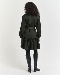 Vestido de manga larga en satén de algodón