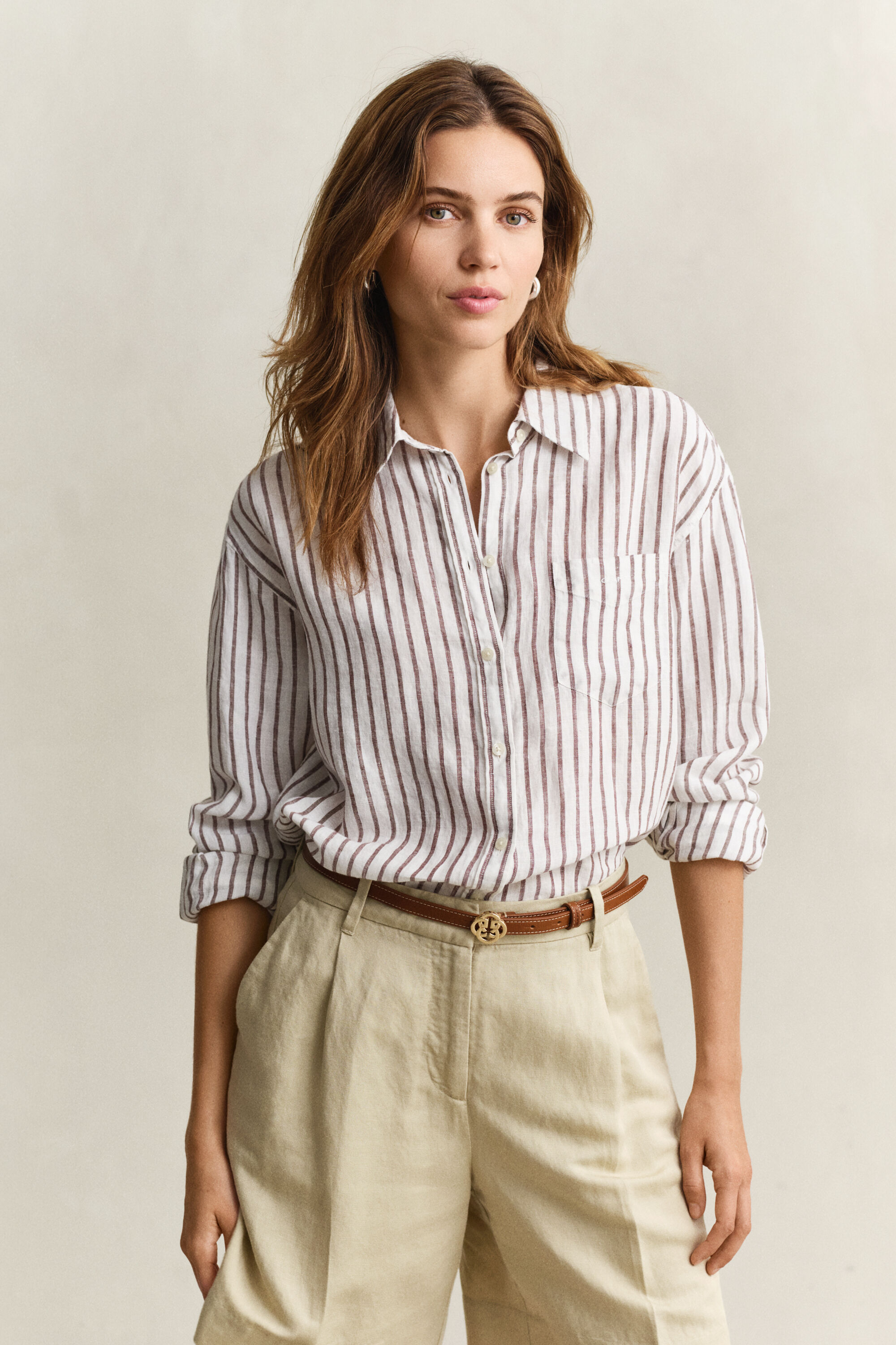 Camisa Relaxed Fit de lino a rayas