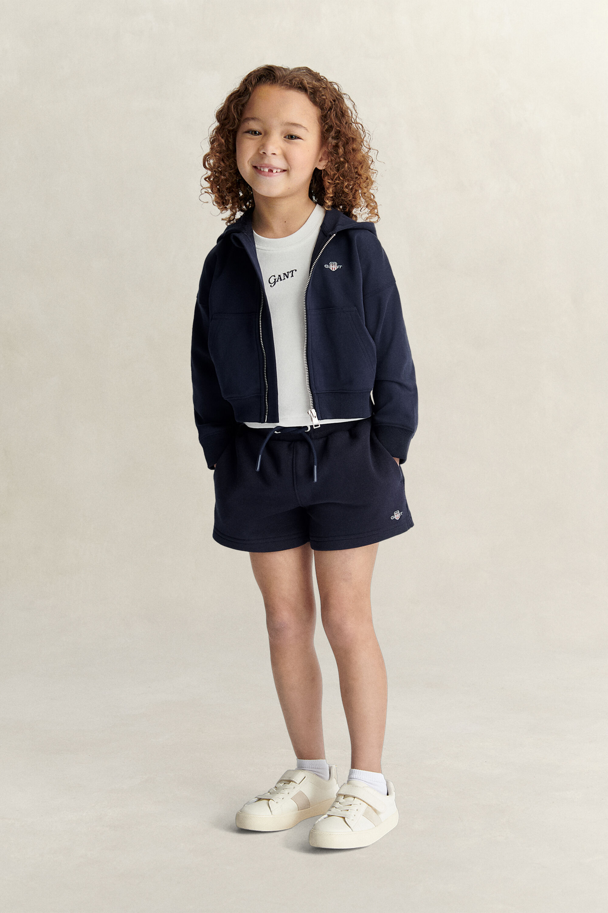 Sudadera corta con capucha y cremallera Shield Girls