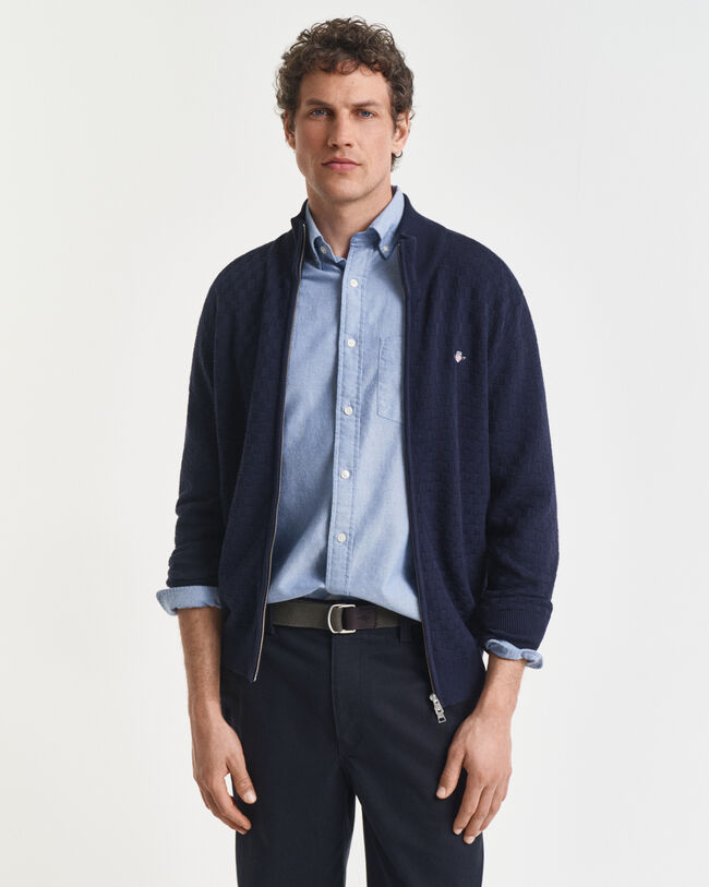 Jersey con cremallera y microtextura