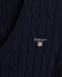 Jersey de punto de ochos con cuello de pico en algodón elástico