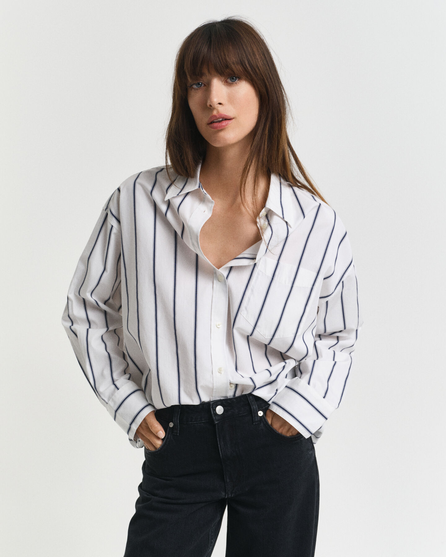 Camisa de popelina clásica a rayas oversize