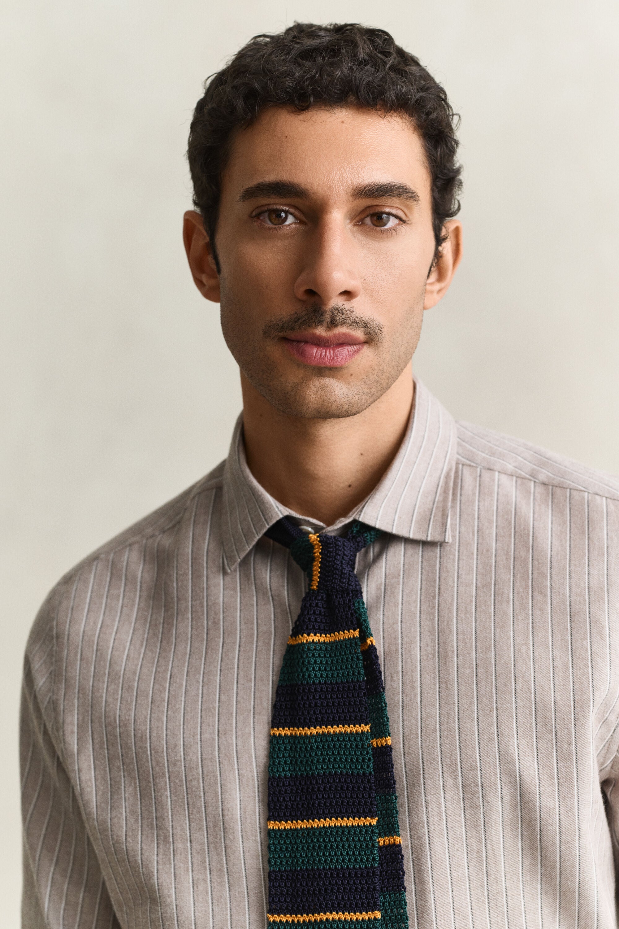 Camisa de franela jaspeada a rayas